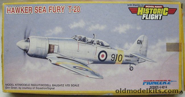 Pioneer 2 1/72 TWO Hawker Sea Fury T-20 - Royal Navy Historical Flight or German Air Counseling Service (DLB) 1961, 4 4002 plastic model kit
